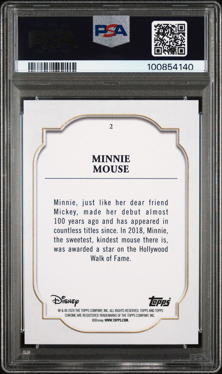 Graded 2024 Topps Chrome Disney Minnie Mouse #2 Trading Card PSA 10 Gem Mint