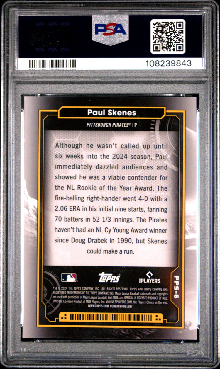 Graded 2024 Topps Chrome Cosmic Paul Skenes #6 Planetary Pursuit The Sun Rookie RC Baseball Card PSA 10 Gem Mint