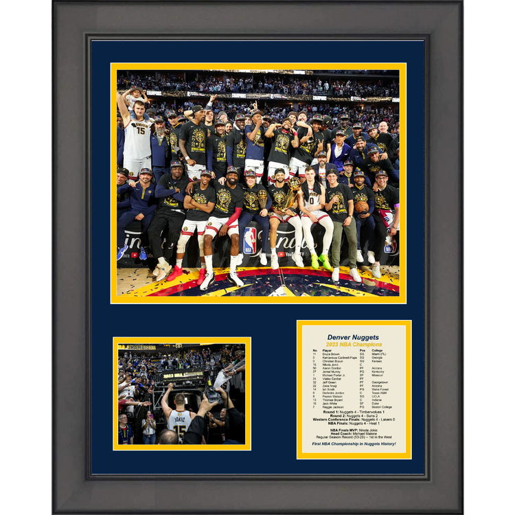 Framed Denver Nuggets 2022-2023 NBA Finals Champions 11"x14" Three Photo Collage
