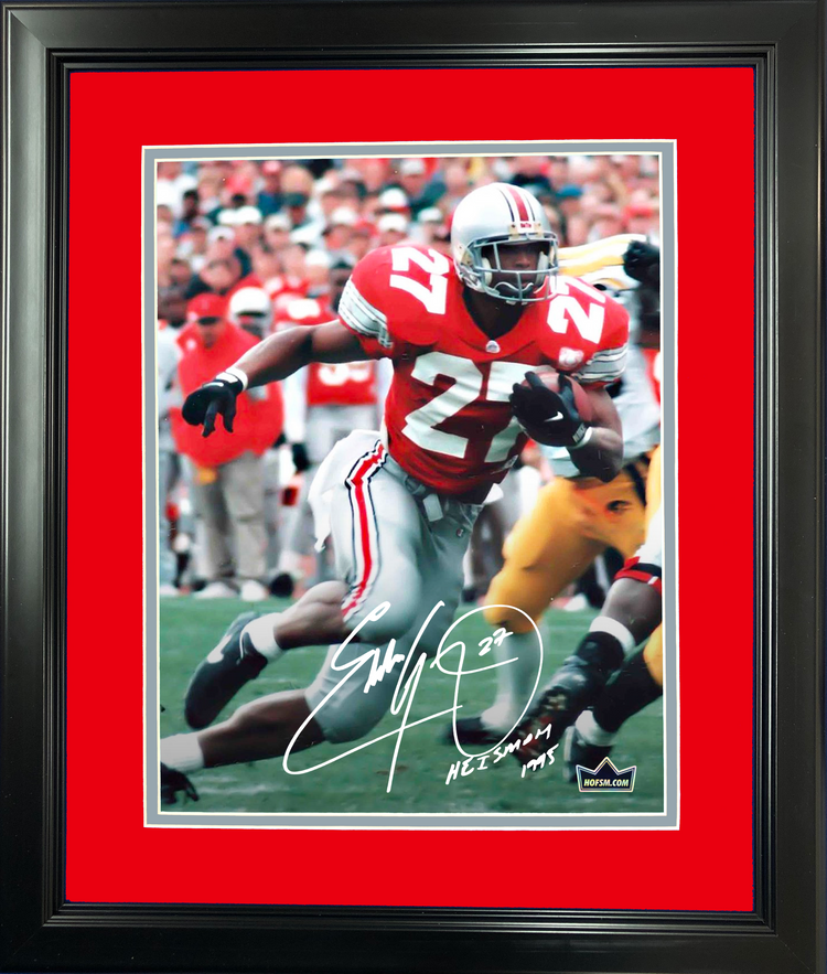Framed Eddie George Heisman 1995 Facsimile Laser Engraved Signature Auto Ohio State Buckeyes 11"x14" College Football Photo HOFSM Holo