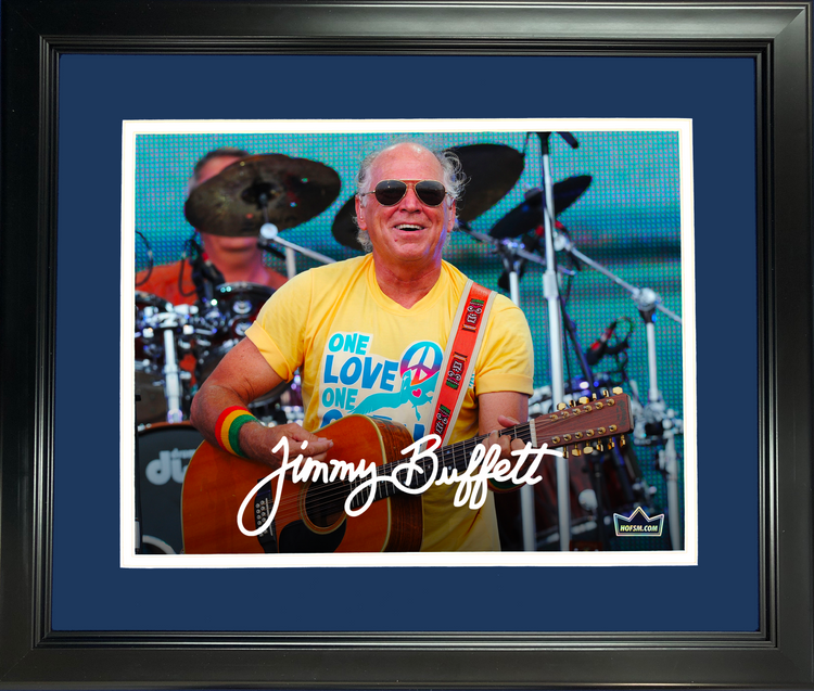 Framed Jimmy Buffett Facsimile Laser Engraved Signature Auto 11"x14" Music Photo HOFSM Holo