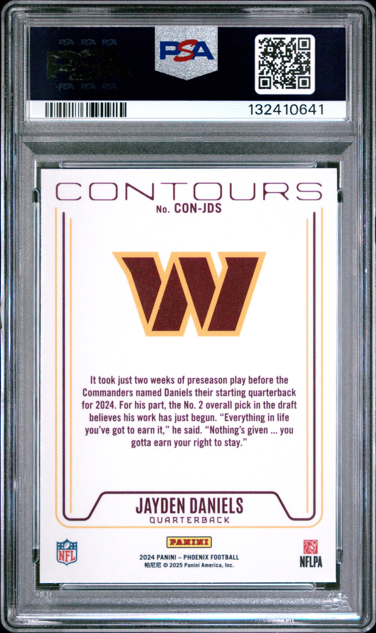Graded 2024 Panini Phoenix Jayden Daniels #CONJDS Contours Rookie RC Football Card PSA 10 Gem Mint