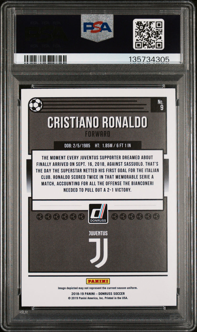 Graded 2018 Panini Donruss Cristiano Ronaldo #9 Soccer Card PSA 10 Gem Mint