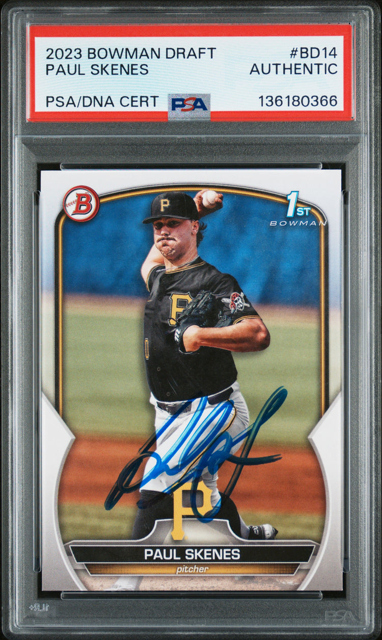 Graded 2023 Topps Bowman Draft Paul Skenes #BD14 Rookie RC Baseball Card PSA Authentic Auto