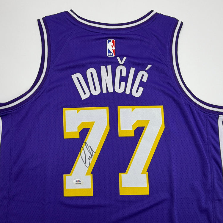 Autographed/Signed Luka Doncic Los Angeles Lakers Purple Authentic Basketball Jersey PSA/DNA COA