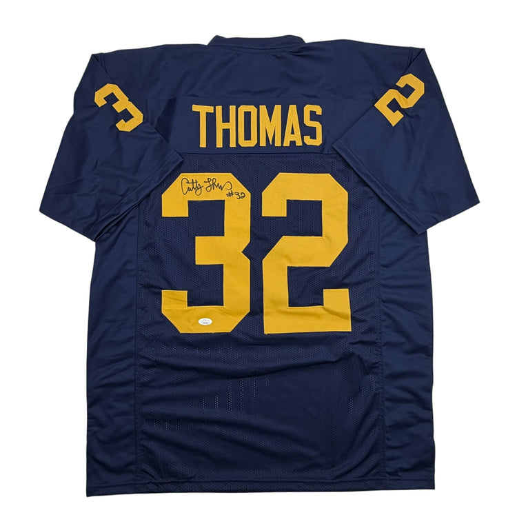 Autographed/Signed Anthony Thomas Michigan Blue College Football Jersey JSA COA