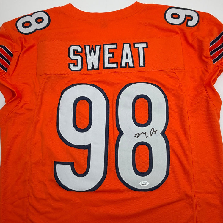 Autographed/Signed Montez Sweat Chicago Orange Pro Cut Football Jersey JSA COA
