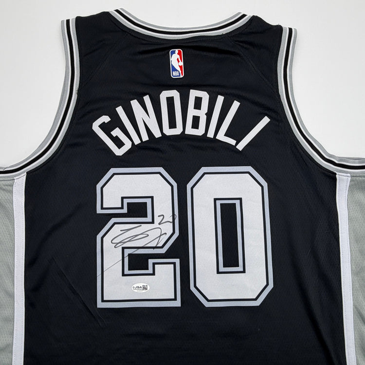 Autographed/Signed Manu Ginobili San Antonio Spurs Black Authentic Basketball Jersey JSA COA