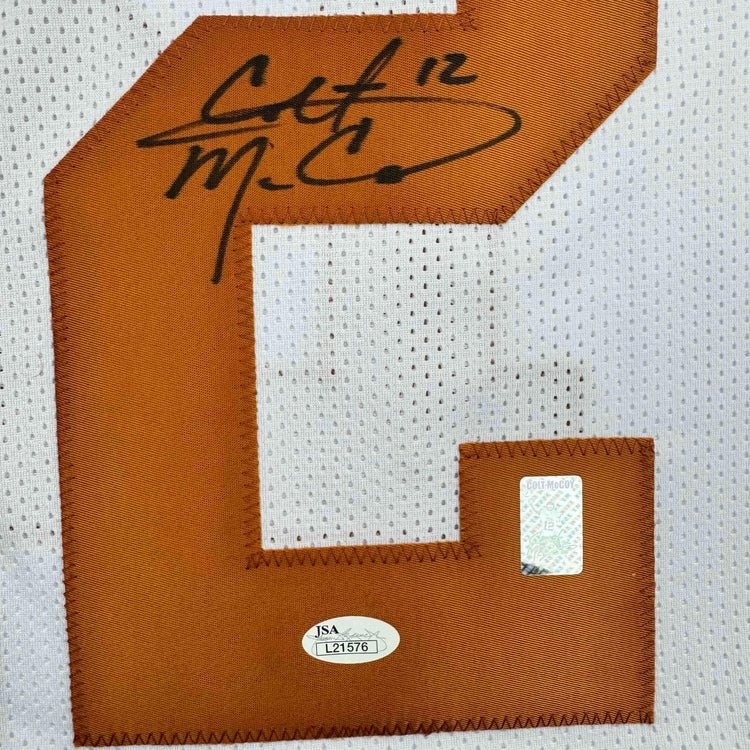 Autographed/Signed Colt McCoy Texas White College Football Jersey JSA COA