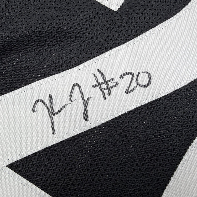 Autographed/Signed Kaleb Johnson Pittsburgh Black Football Jersey Beckett BAS COA