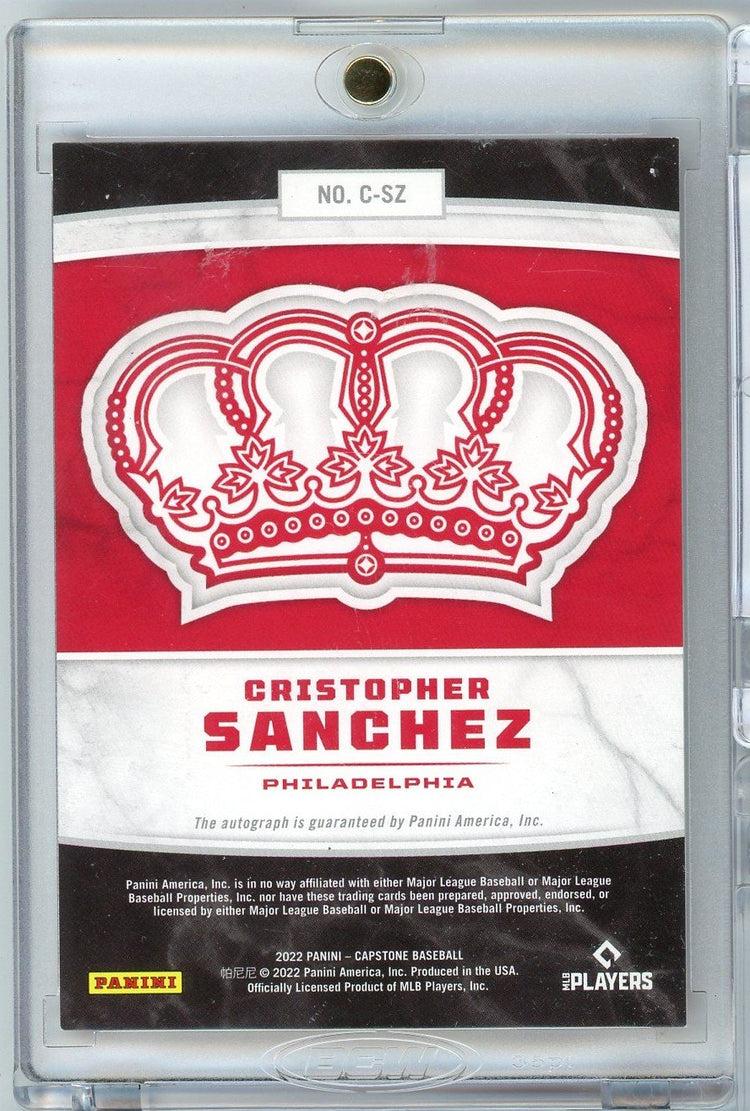 2022 Panini Capstone Cristopher Sanchez #CSZ Crown Auto Rookie RC Baseball Card