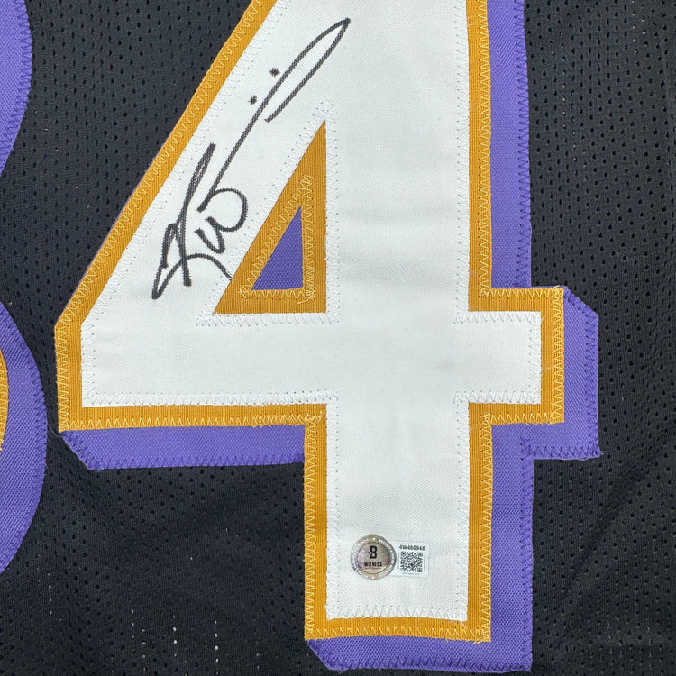 Autographed/Signed Ricky Williams Baltimore Black Football Jersey Beckett BAS COA