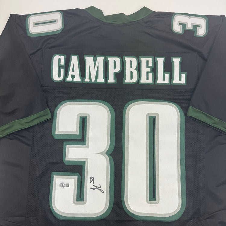 Autographed/Signed Jihaad Campbell Philadelphia Black Football Jersey Beckett BAS COA