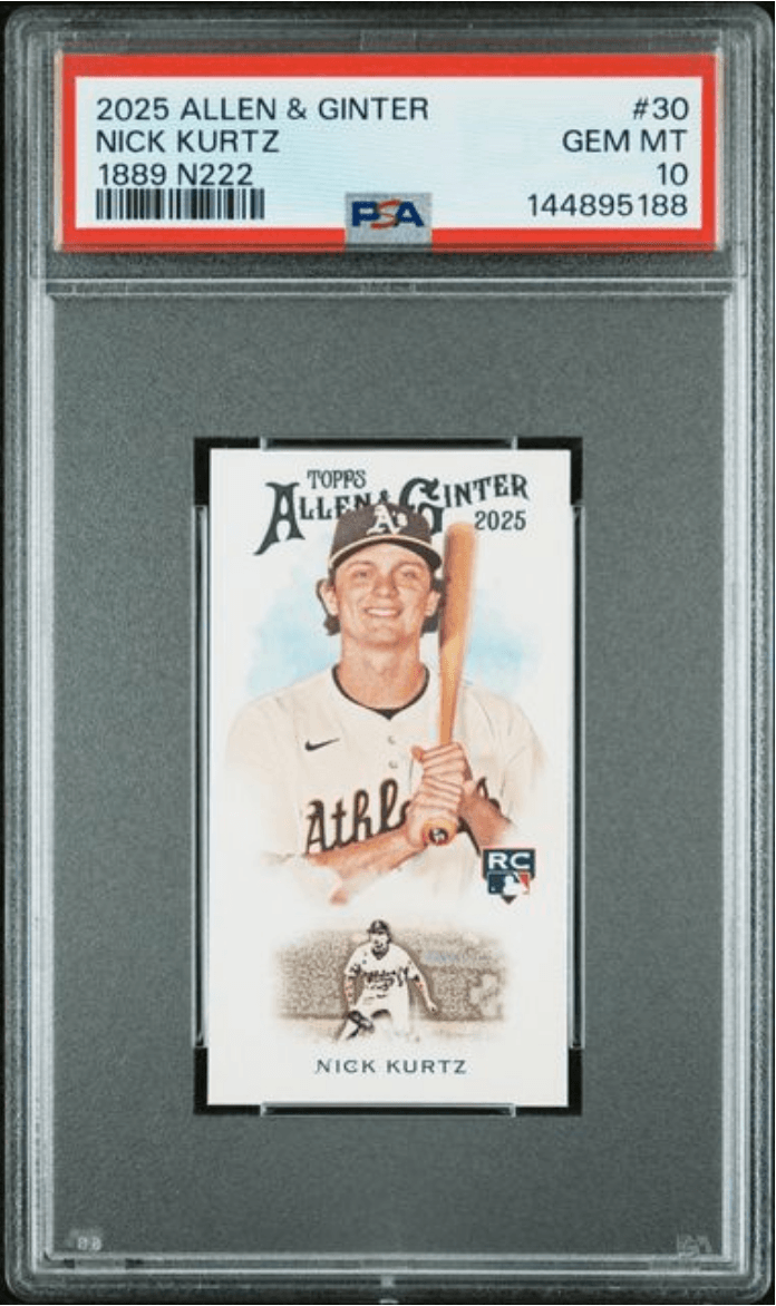 Graded 2025 Topps Allen & Ginter Nick Kurtz #30 1889 N222 Rookie RC Baseball Card PSA 10 Gem Mint