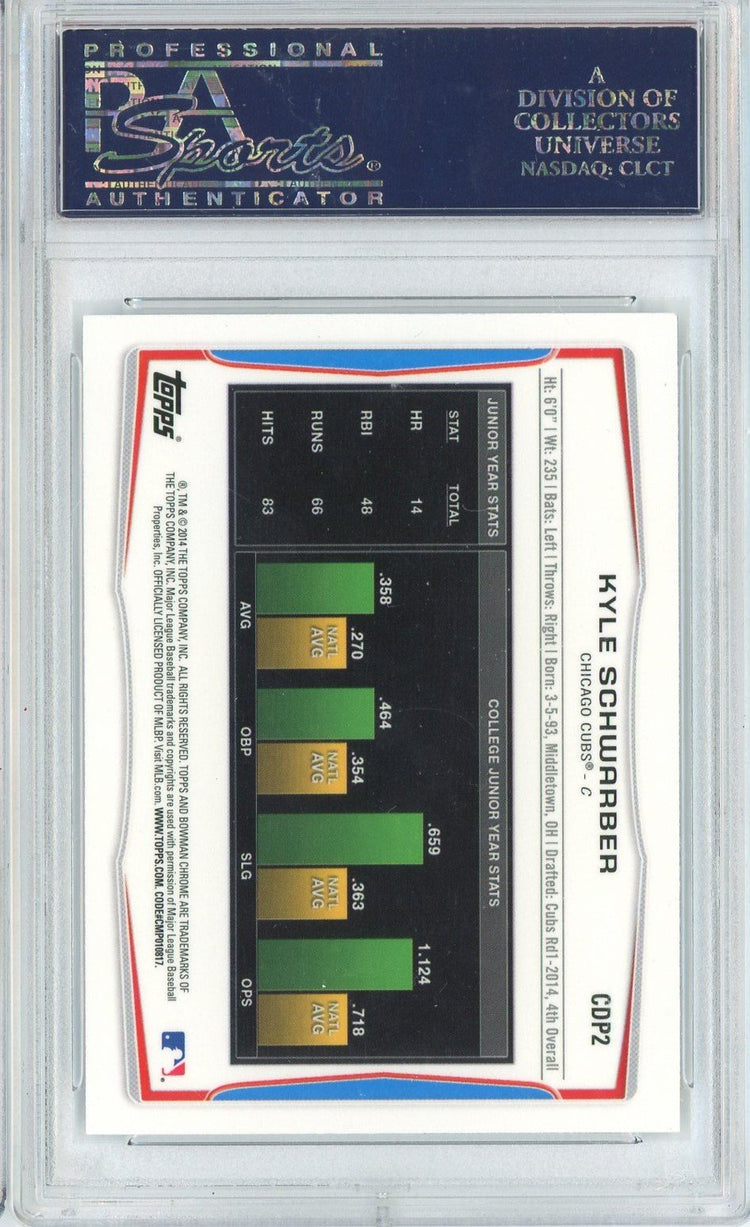 Graded 2014 Bowman Draft Picks Kyle Schwarber #CDP2 Chrome Refractor 1st Bowman Rookie RC Baseball Card PSA 9 Mint