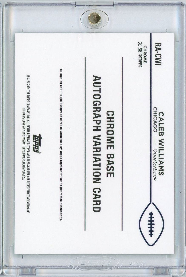 2024 Topps Chrome Caleb Williams #RACWI /99 Green Refractor Auto Rookie RC Football Card