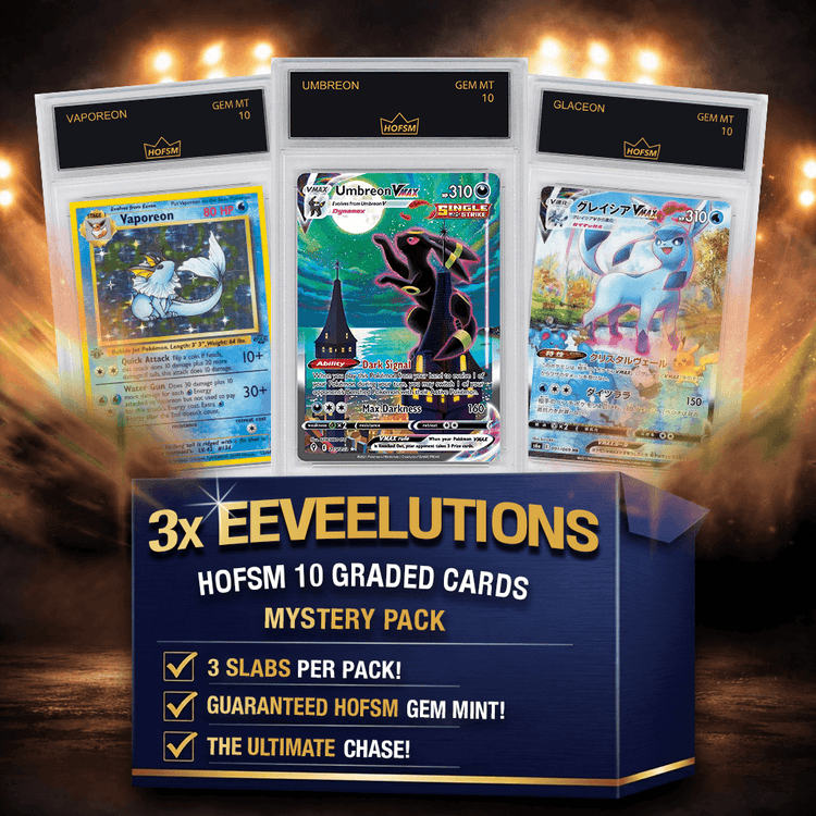 3x Eeveelutions Gem Mint Pokemon Cards Mystery Pack - HOFSM 10 Graded