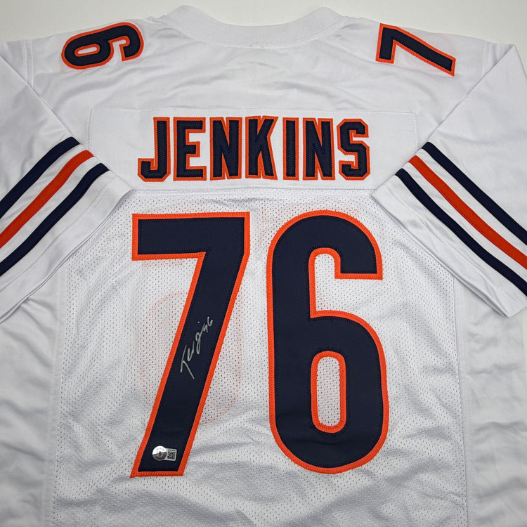 Autographed/Signed Teven Jenkins Chicago White Football Jersey Beckett BAS COA