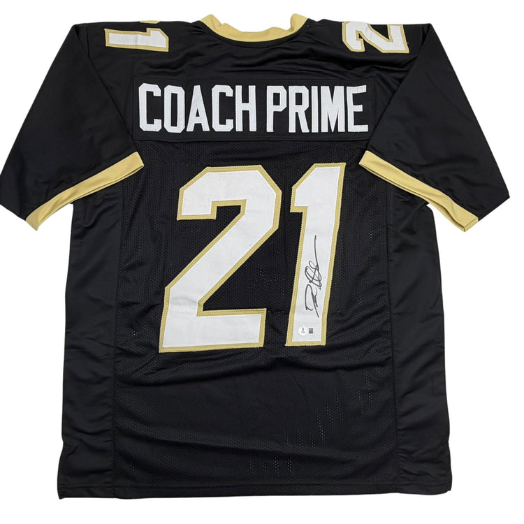 Autographed/Signed Deion Sanders Coach Prime Colorado Black College Football Jersey Beckett BAS COA