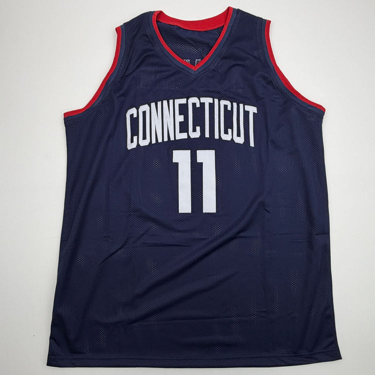 Autographed/Signed Alex Karaban UConn Connecticut Blue College Basketball Jersey Beckett BAS COA