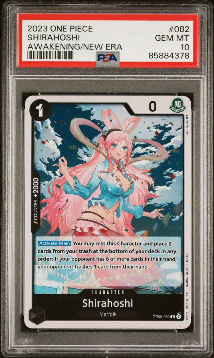 Graded 2023 One Piece Shirahoshi #082 Awakening of a New Era OP05 Trading Card Game PSA 10 Gem Mint