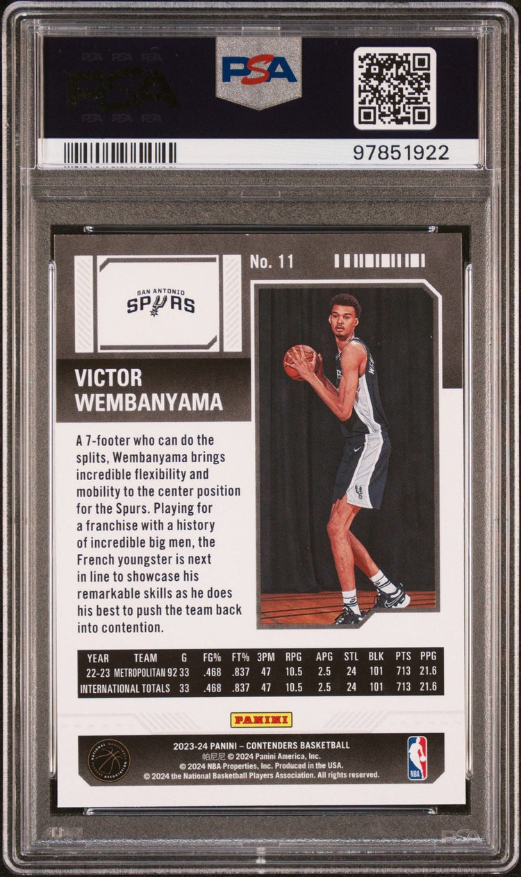 Graded 2024 Panini Contenders Victor Wembanyama #11 Retail Rookie RC Basketball Card PSA 10 Gem Mint
