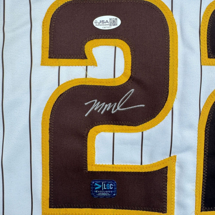 Autographed/Signed Mason Miller San Diego Pinstripe Baseball Jersey LCG Prova COA