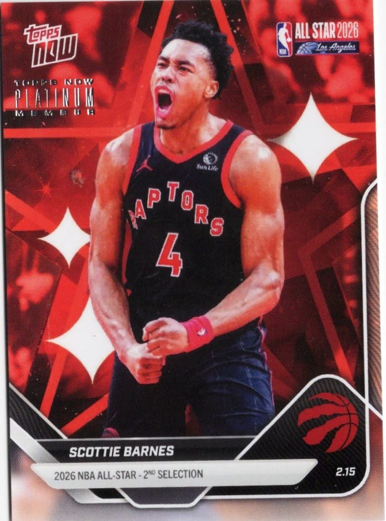 2025 Topps Now Scottie Barnes #AS18 2026 NBA All Star 2nd Selection Toronto Raptors Basketball Card