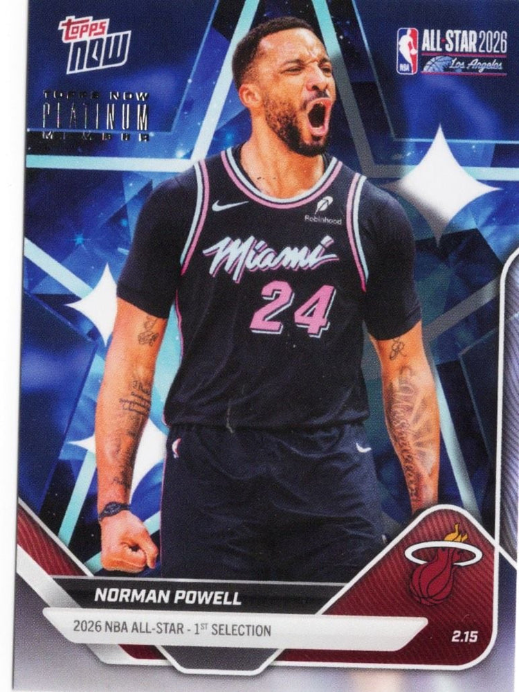 2025 Topps Now Norman Powell #AS13 2026 NBA All Star 1st Selection Miami Heat Basketball Card