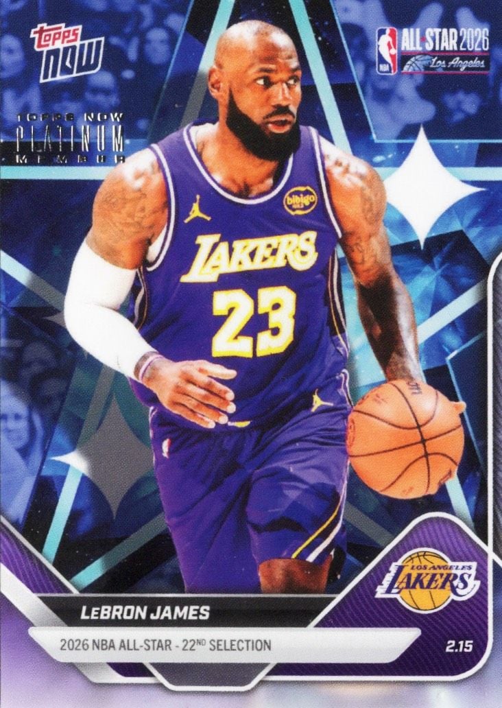 2025 Topps Now LeBron James #AS4 2026 NBA All Star 22nd Selection Los Angeles Lakers Basketball Card
