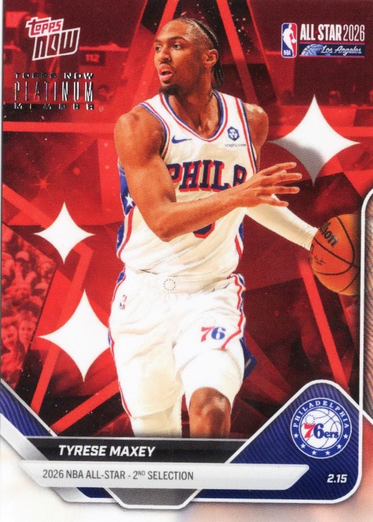 2025 Topps Now Tyrese Maxey #AS6 2026 NBA All Star 2nd Selection Philadelphia 76ers Basketball Card