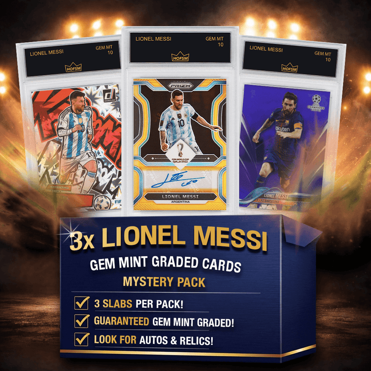 3x Lionel Messi RC Gem Mint Soccer Rookie Cards Mystery Pack - HOFSM 10 Graded