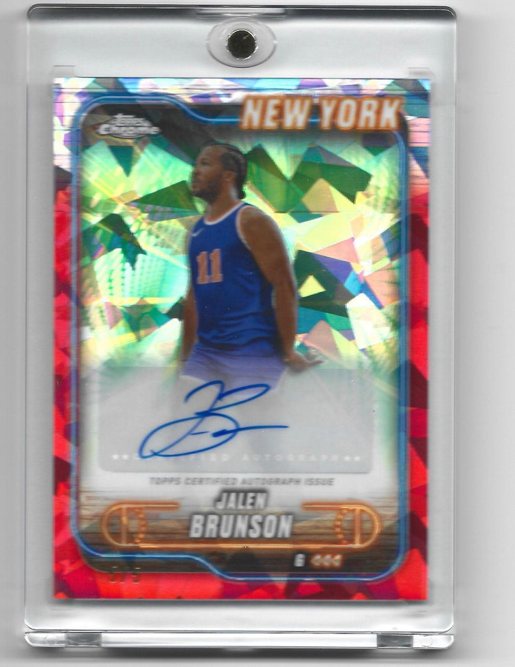2024 Topps Chrome Jalen Brunson #TCAJB 5/5 Red Geometric Auto Basketball Card
