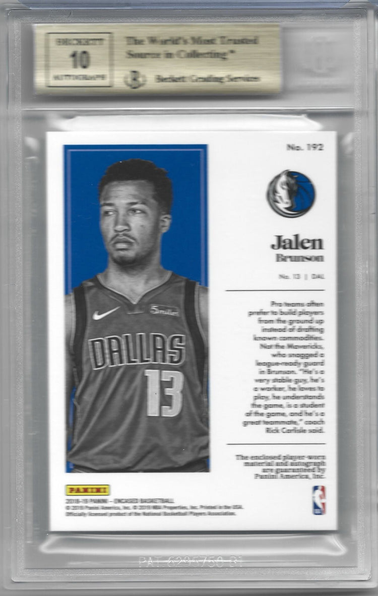 Graded 2018 Panini Encased Jalen Brunson #192 /10 Gold Player Worn RPA Rookie RC Basketball Card BGS 9.5 Auto 10 Gem Mint