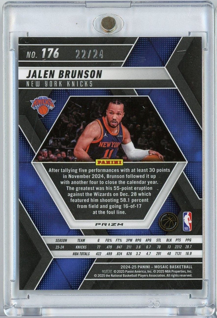 2024 Panini Mosaic Jalen Brunson #176 /24 Purple Snakeskin Basketball Card