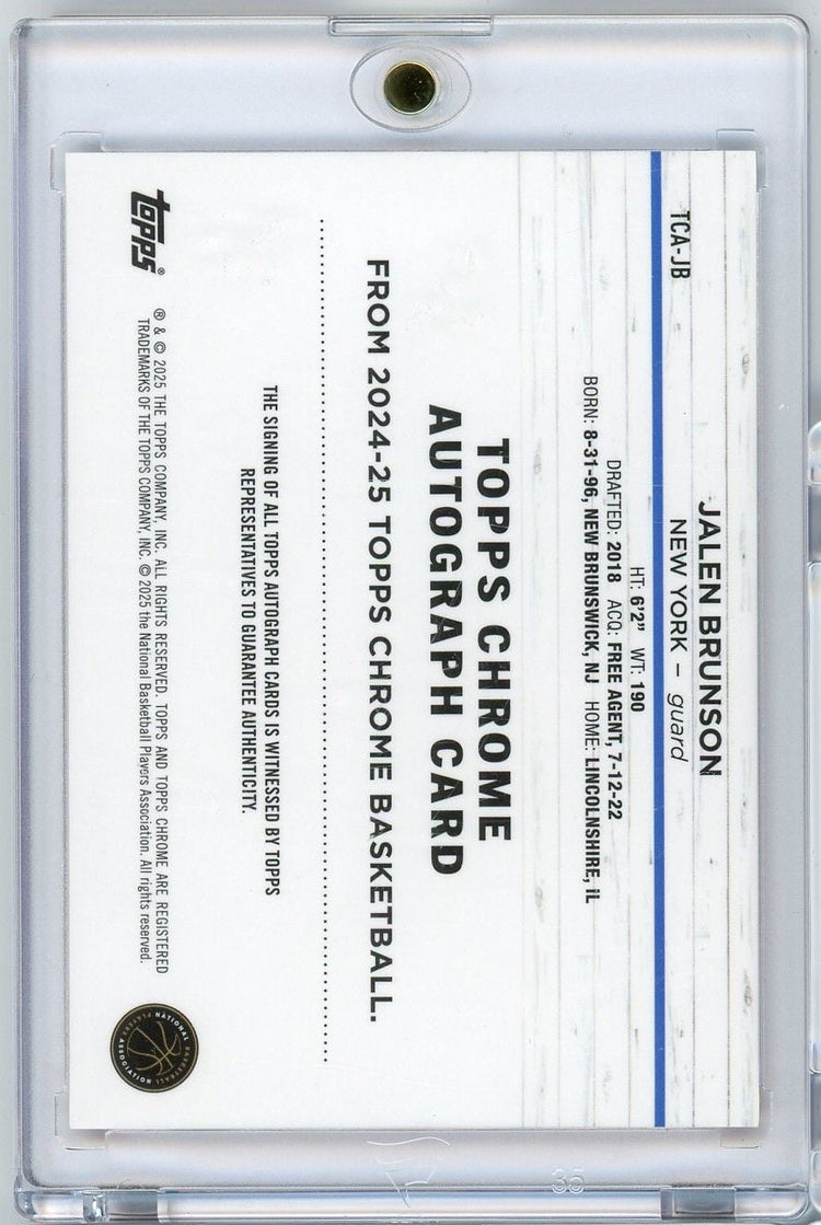 2024 Topps Chrome Jalen Brunson #TCAJB 5/5 Red Geometric Auto Basketball Card