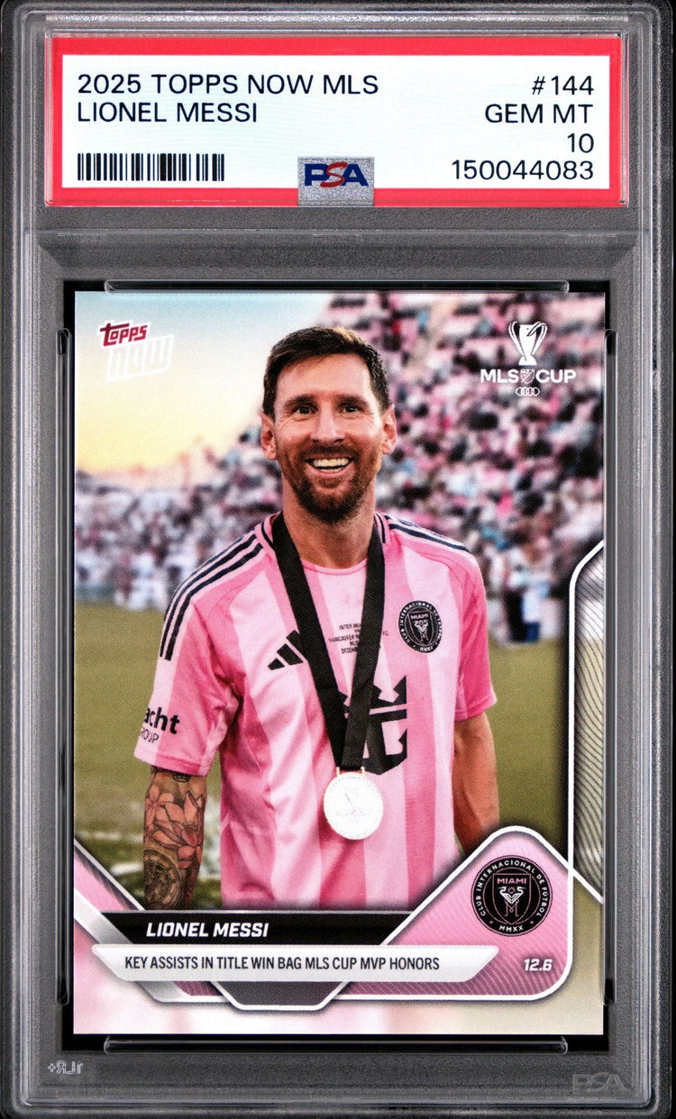 Graded 2025 Topps Now MLS Lionel Messi #144 MLS Cup MVP Soccer Card PSA 10 Gem Mint