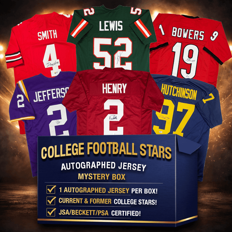 NCAA College Football Stars Autographed Jersey Mystery Box with PSA JSA or Beckett COA