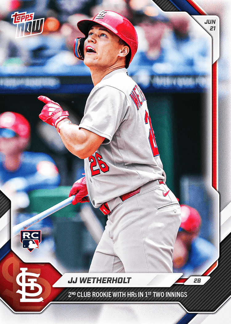 2026 Topps Now JJ Wetherholt #362 2nd Club Rookie with Home Runs in 1st Two Innings St Louis Cardinals Rookie RC Baseball Card