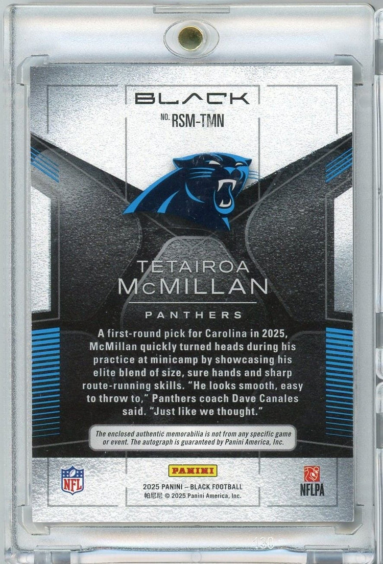 2025 Panini Black Tetairoa McMillan #RSMTMN /149 RPA Auto Rookie RC Football Card