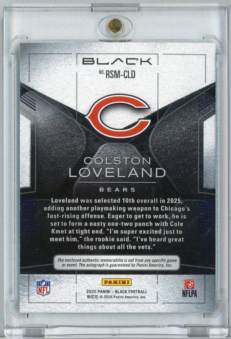 2025 Panini Black Colston Loveland #RSMCLD /99 Purple RPA Auto Rookie RC Football Card