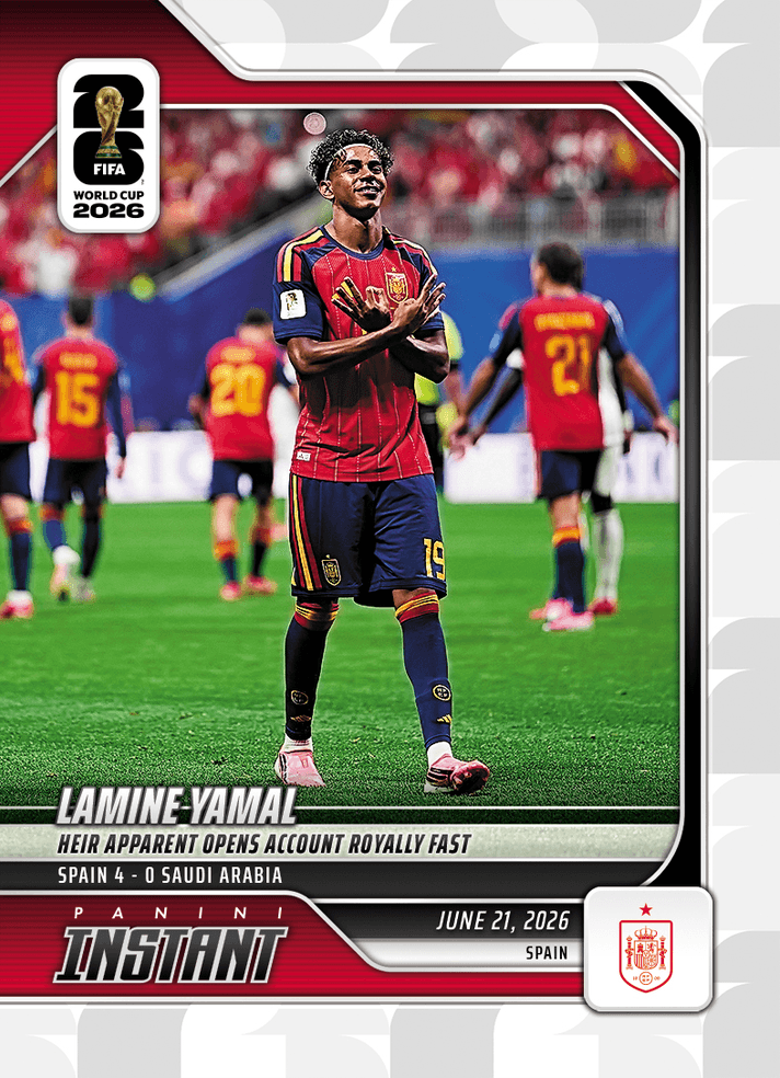 2026 Panini Instant FIFA World Cup Lamine Yamal #79 Heir Apparent Opens Account Royally Fast Spain Soccer Card