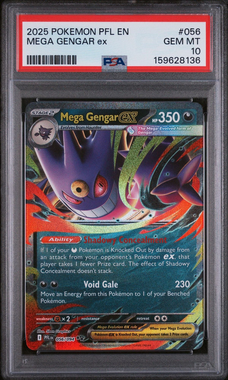 Graded 2025 Pokemon PFL EN Mega Gengar Ex #056 Trading Card Game PSA 10 Gem Mint