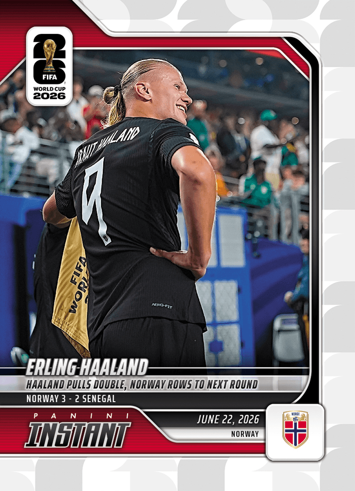 2026 Panini Instant FIFA World Cup Erling Haaland #95 Haaland Pulls Double, Norways Rows to Next Round Norway Soccer Card