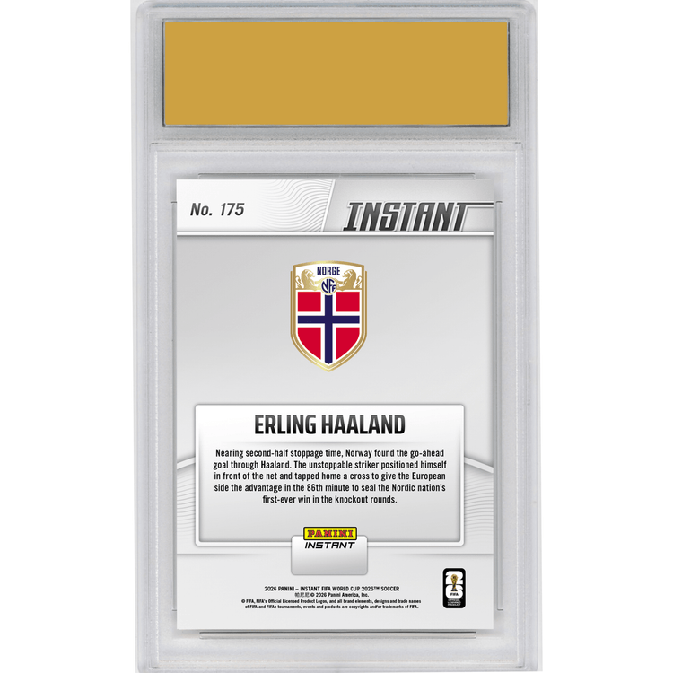 Graded 2026 Panini Instant FIFA World Cup Erling Haaland #175 Haaland Puts Norway in Position to Advance Norway Soccer Card HOFSM 10 Gem Mint