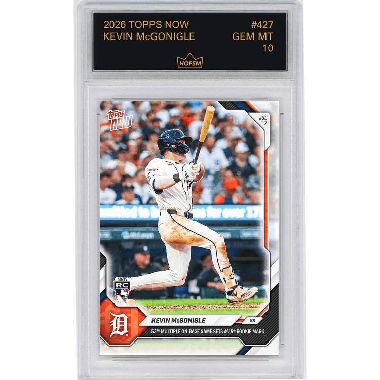 Graded 2026 Topps Now Kevin McGonigle #427 53rd Multiple On Base Game Sets MLB Rookie Mark Detroit Tigers Rookie RC Baseball Card HOFSM 10 Gem Mint