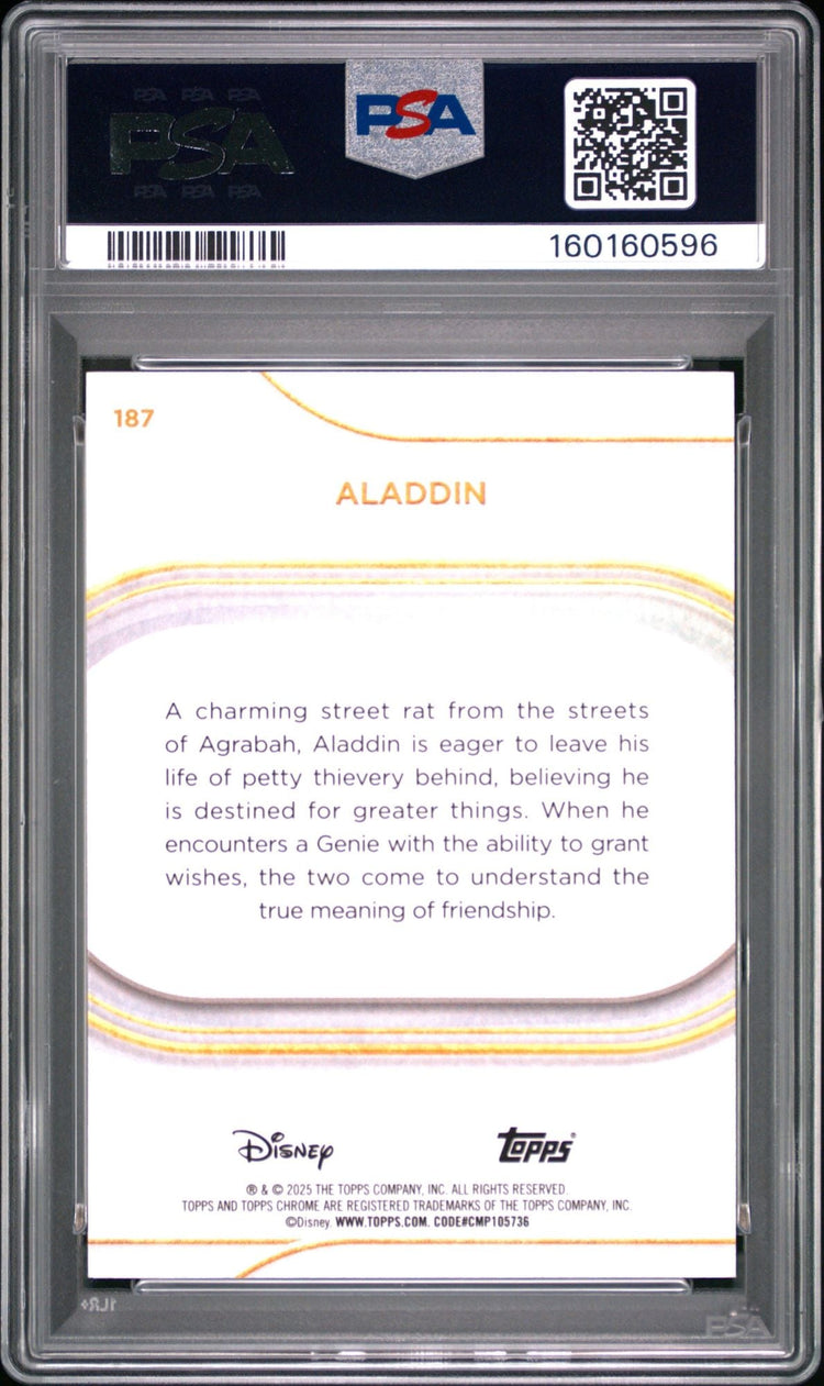 Graded 2025 Topps Chrome Disney Aladdin #187 #/101 Mickey Mouse B&W Shimmer Trading Card PSA 10 Gem Mint