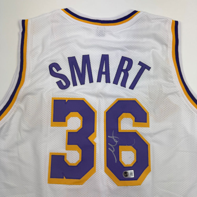 Autographed/Signed Marcus Smart Los Angeles White Basketball Jersey Beckett BAS COA