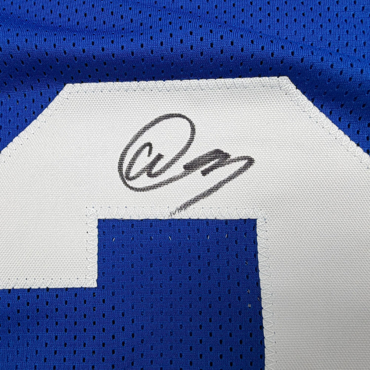 Autographed/Signed Abdul Carter New York #3 Blue Football Jersey Beckett BAS COA