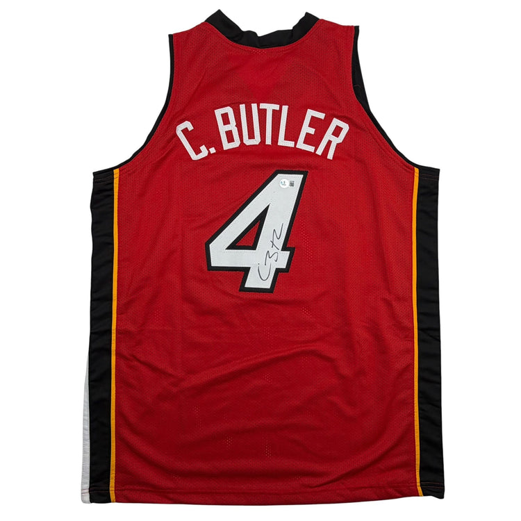 Autographed/Signed Caron Butler Miami Red Basketball Jersey Beckett BAS COA